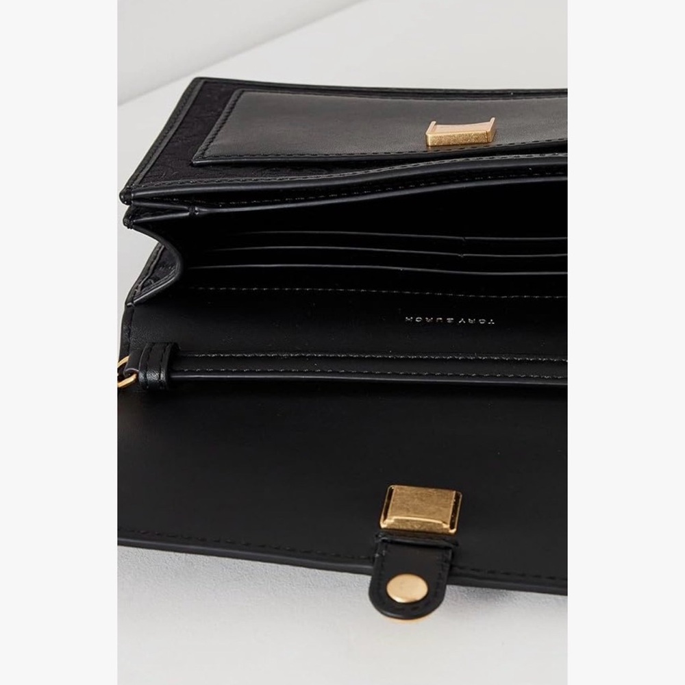 Tory Burch Black Logo Jacquard Crossbody Wallet - Picture 3 of 6